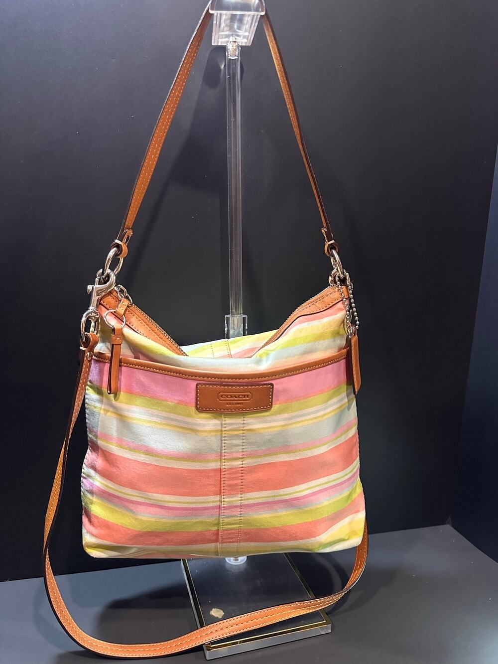 Coach F13719 Cabana Stripe Convertible Shoulder Crossbody Bag Y2K 2009